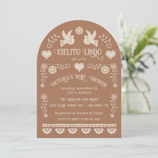 Volkskunst Mexicaanse Cielito Lindo Baby shower Ar Kaart (Staand voorkant)