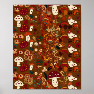 Volkskunst Ontwerp Wilde Paddenstoelen Poster