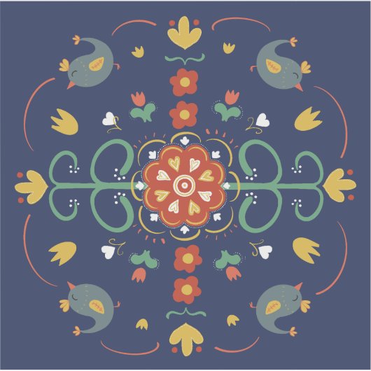 Volkskunst op blauw sticker (Voorkant)