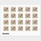 Volkskunst Patchwork Haan met Bloemaccenten Vierkante Sticker (Vel)