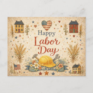 Volkskunst Patriottische Happy Labor Day Feestdagenkaart