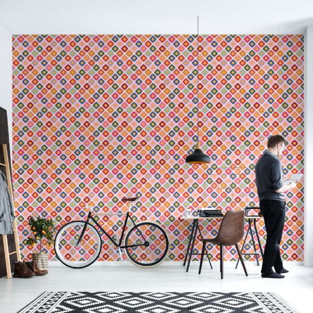 Volkskunst Peel & Stick Behang (Woonkamer)