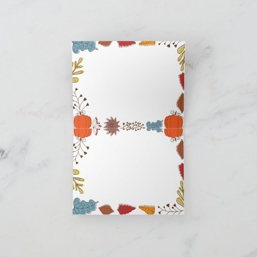 volkskunst pompoen en bessen Thanksgiving Kaart (Binnen)