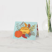 volkskunst pompoen en bessen Thanksgiving Kaart (Voorkant)