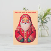 Volkskunst primitieve kerstman vakantiegroet kaart (Staand voorkant)