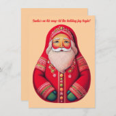 Volkskunst primitieve kerstman vakantiegroet kaart (Voorkant / Achterkant)