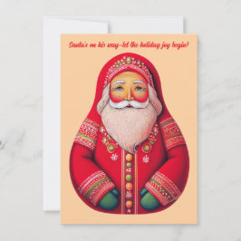 Volkskunst primitieve kerstman vakantiegroet kaart