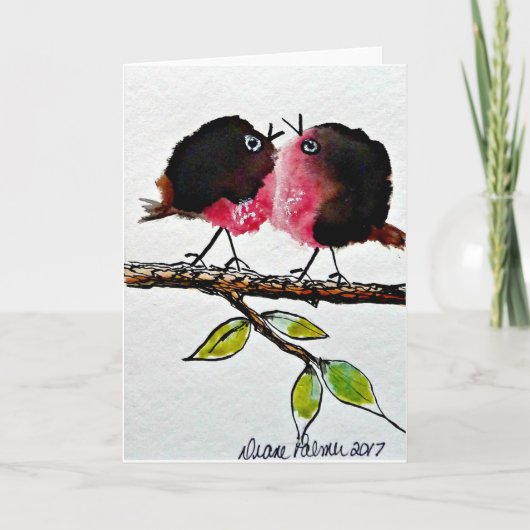 Volkskunst Robin, Liefde, Schilderij Print Kaart (Voorkant)