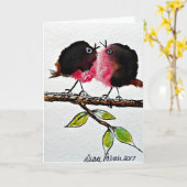 Volkskunst Robin, Liefde, Schilderij Print Kaart (Gele Bloem)
