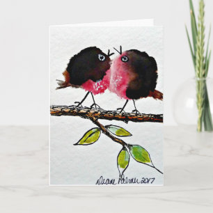 Volkskunst Robin, Liefde, Schilderij Print Kaart