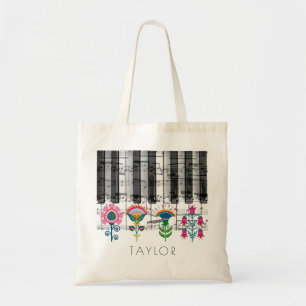 Volkskunst Scandinavische bloemen Muziek Naam Tote Bag
