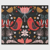 volkskunst schandalig kleurrijk patroon met flora cadeaupapier (Vlak)