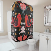 volkskunst schandalig kleurrijk patroon met flora douchegordijn (In situ)