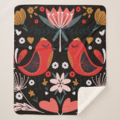 volkskunst schandalig kleurrijk patroon met flora sherpa deken (Voorkant)