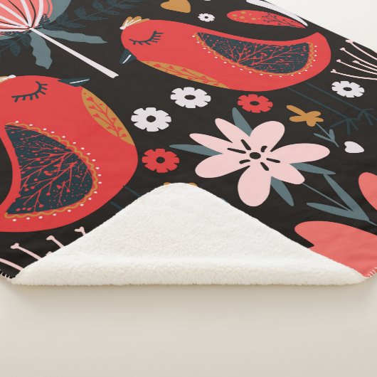 volkskunst schandalig kleurrijk patroon met flora sherpa deken (3/4)