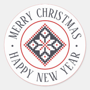 Volkskunst Slavisch Hedendaags Kerstmis Ronde Sticker