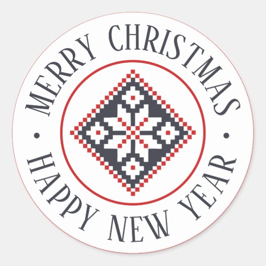 Volkskunst Slavisch Hedendaags Kerstmis Ronde Sticker (Voorkant)
