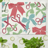 Volkskunst Vakantie Bogen en Schaar Kerstmis Theedoek (Gevouwen)