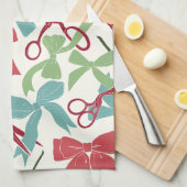 Volkskunst Vakantie Bogen en Schaar Kerstmis Theedoek (Quarter Fold)