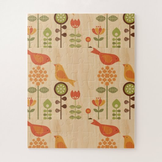 Volkskunst van herfstvogels legpuzzel (Verticaal)