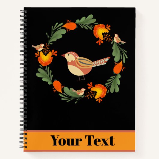 Volkskunst van herfstvogels notitieboek (Voorkant)