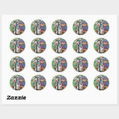 Volkskunst van Lori Everett OWL Ronde Sticker (Vel)
