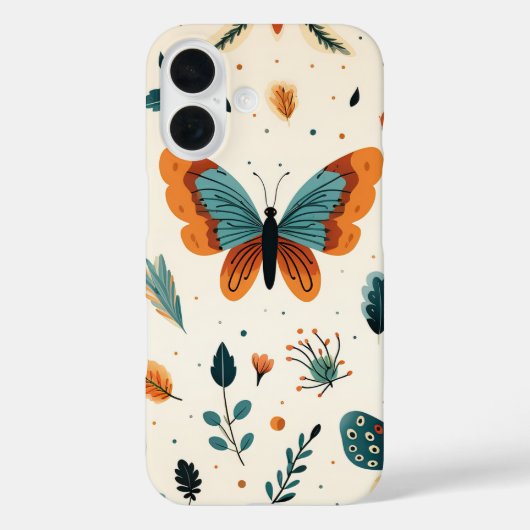 Volkskunst Vlinders met Teal en Terracotta Case-Mate iPhone Case (Achterkant)