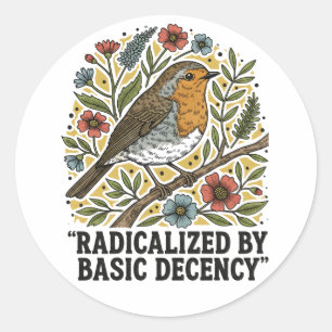 Volkskunst Vogel Illustratie voor Sociale Rechtvaa Ronde Sticker