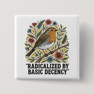 Volkskunst Vogel Illustratie voor Sociale Rechtvaa Vierkante Button 5,1 Cm