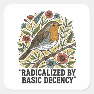 Volkskunst Vogel Illustratie voor Sociale Rechtvaa Vierkante Sticker