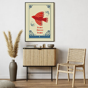 Volkskunst Vogelhuis Scandinavische Stijl Poster