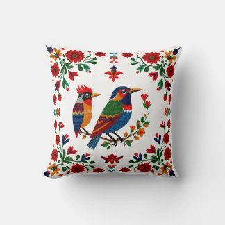 Volkskunst Vogels & Bloemen – Symmetrisch Natuurli Kussen