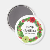 Volkskunst Waterverf Bloem Kerstmis Magneet (Voorkant / Achterkant)