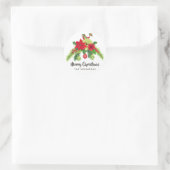 Volkskunst waterverf bloem Kerstmis Ronde Sticker (Tas)