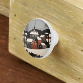  volkskunst winterdorp scene keramische knop