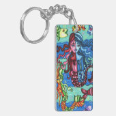 Volkskunst Zeemeerminnen Vis Abstract Origineel Sc Sleutelhanger (Voorkant Links)