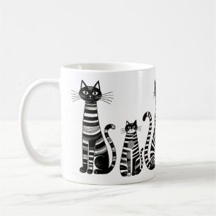 Volkskunst Zwarte Witte Gestreepte Katten Koffiemok