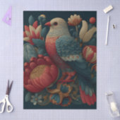 Volkskunstillustratie van een vogel te midden van tissuepapier (Craft)