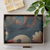 Volkskunstillustratie van een vogel te midden van tissuepapier (Geschenk)