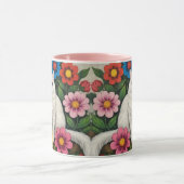 Volkskunstkat en bloemen mok (Midden)