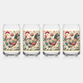 Volkskunstpatchworkhaan met bloemaccenten blikvorm glas (Achterkant)