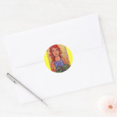 volksmeisje dat akoestisch speelt ronde sticker (Envelop)