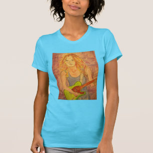 volksrockmeisje die elektrisch speelt t-shirt