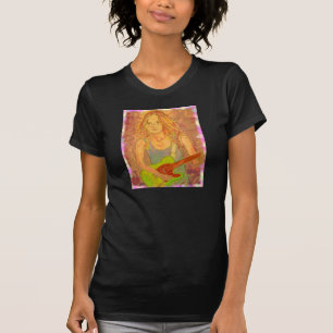 volksrockmeisje met screenprint kijk t-shirt