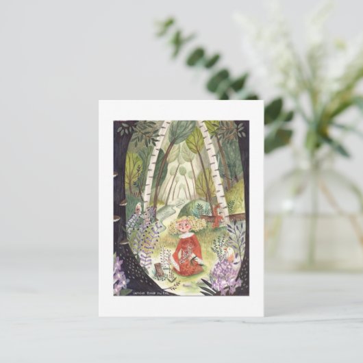 volkssprookje | Het bos van Lilacs | Green Feestdagenkaart (Staand voorkant)