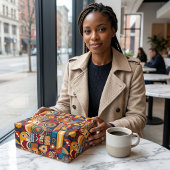 Volkstamelijke Tribale Kunst Patchwork Afro-Amerik Cadeaupapier