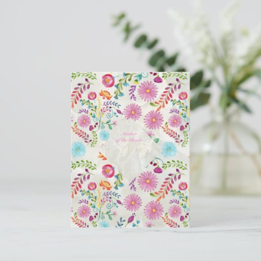 Volkstuin Bloemen Moeder van de Bruid Cadeau- Aanp Briefkaart (Staand voorkant)