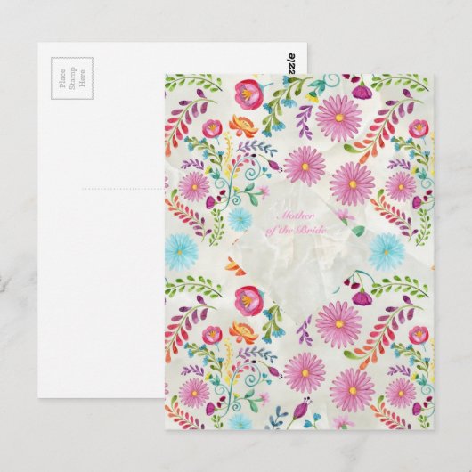 Volkstuin Bloemen Moeder van de Bruid Cadeau- Aanp Briefkaart (Voorkant / Achterkant)