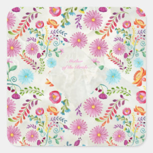 Volkstuin Bloemen Moeder van de Bruid Cadeau- Aanp Vierkante Sticker