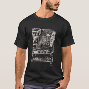 Volkswagen Beach Life T1 Campervan Surf Schets Vet T-shirt